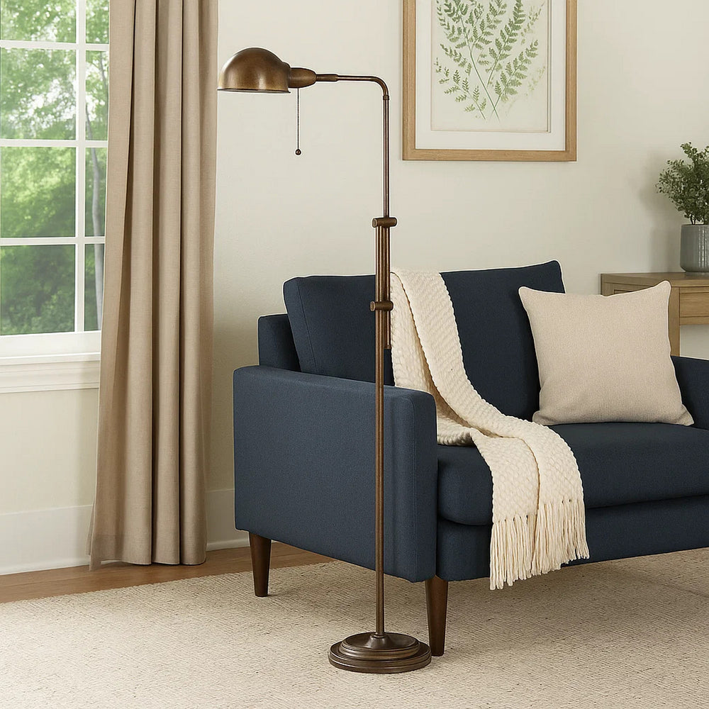 Adjustable Height Metal Pharmacy Lamp | Pull Chain Switch | Bronze