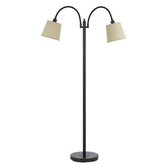 Metal Floor Lamp | 80W | Dual Gooseneck | Uno Style Shades | Black