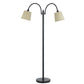 80 Watt Metal Floor Lamp with Dual Gooseneck and Uno Style Shades, Black By Casagear Home