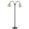 Metal Floor Lamp | 80W | Dual Gooseneck | Uno Style Shades | Black