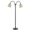 Metal Floor Lamp | 80W | Dual Gooseneck | Uno Style Shades | Black