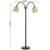 Metal Floor Lamp | 80W | Dual Gooseneck | Uno Style Shades | Black