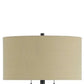 Metal Body Floor Lamp with Fabric Drum Shade and Pull Chain Switch, Black By Casagear Home