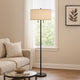 Metal Floor Lamp | Fabric Drum Shade | Pull Chain Switch | Black