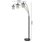 180 Watt Metal Floor Lamp with 3 Arms and Cage Shades Black By Casagear Home BM220855