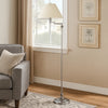 Metal Floor Lamp | 150W | Swing Arm | Fabric Conical Shade | Silver