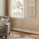 Metal Floor Lamp | 150W | Swing Arm | Fabric Conical Shade | Silver