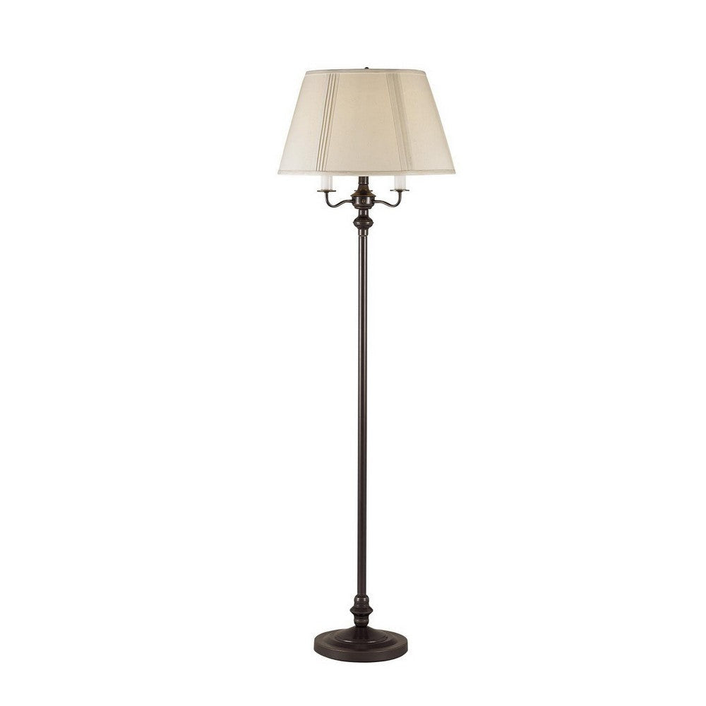 Metal Floor Lamp | 150W | 6 Way | Fabric Tapered Shade | Bronze