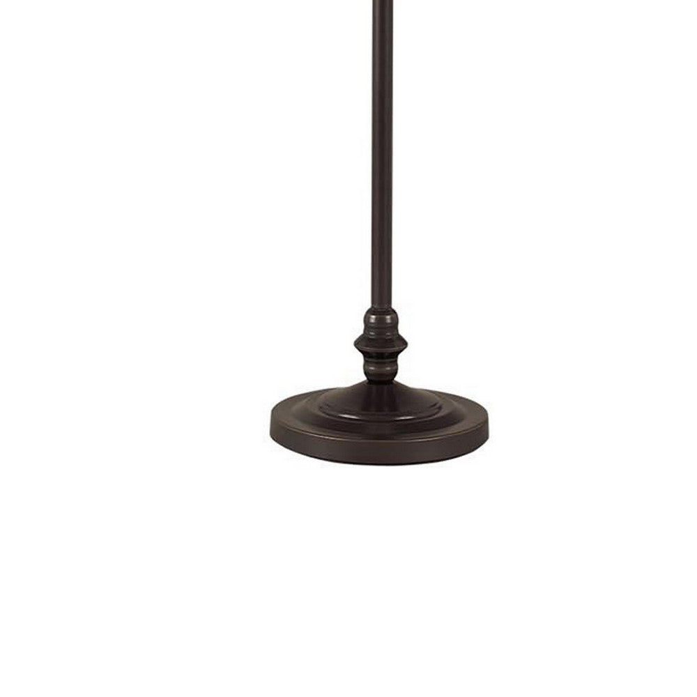 150 Watt 6 Way Metal Floor Lamp with Fabric Tapered Shade, Bronze By Casagear Home