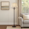 Metal Floor Lamp | 150W | 6 Way | Fabric Tapered Shade | Bronze
