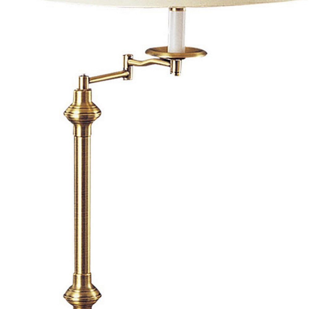 Metal Table Lamp | 150W | Swing Arm | Fabric Conical Shade | Gold BM220866