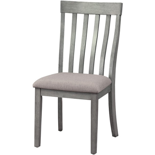 Vertical Slatted Curved Back Side Chair with Fabric Seat, Set of 2, Gray By Casagear Home