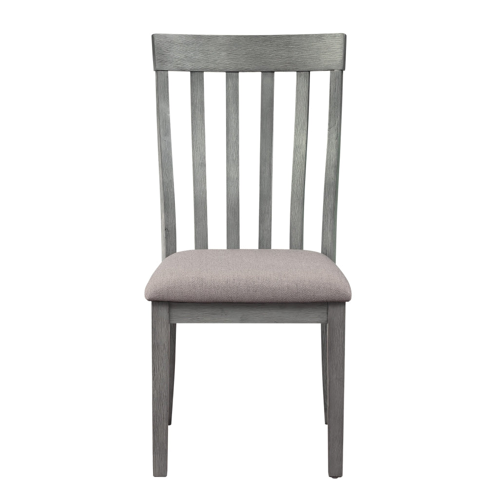 Vertical Slatted Curved Back Side Chair with Fabric Seat Set of 2 Gray By Casagear Home BM220888