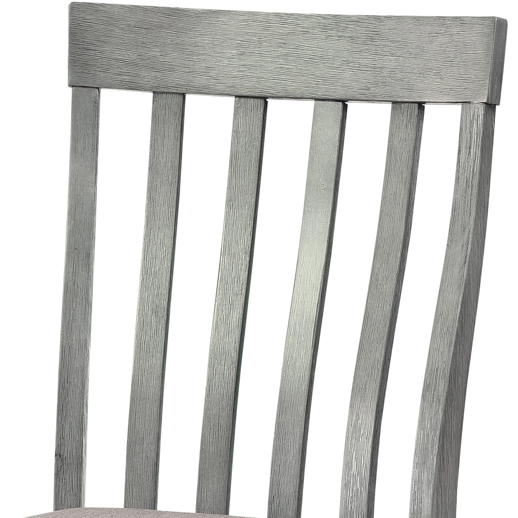 Vertical Slatted Curved Back Side Chair with Fabric Seat Set of 2 Gray By Casagear Home BM220888