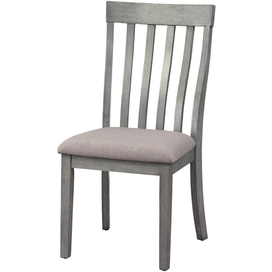 Vertical Slatted Side Chair | Fabric Seat | Set of 2 | Gray
