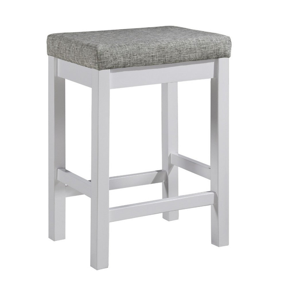 Counter Height Table | 1 Drawer | Backless Stools | Set of 4 | White & Gray