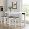 Counter Height Table | 1 Drawer | Backless Stools | Set of 4 | White & Gray