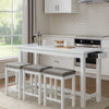 Counter Height Table | 1 Drawer | Backless Stools | Set of 4 | White & Gray
