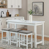 Counter Height Table | 1 Drawer | Backless Stools | Set of 4 | White & Gray