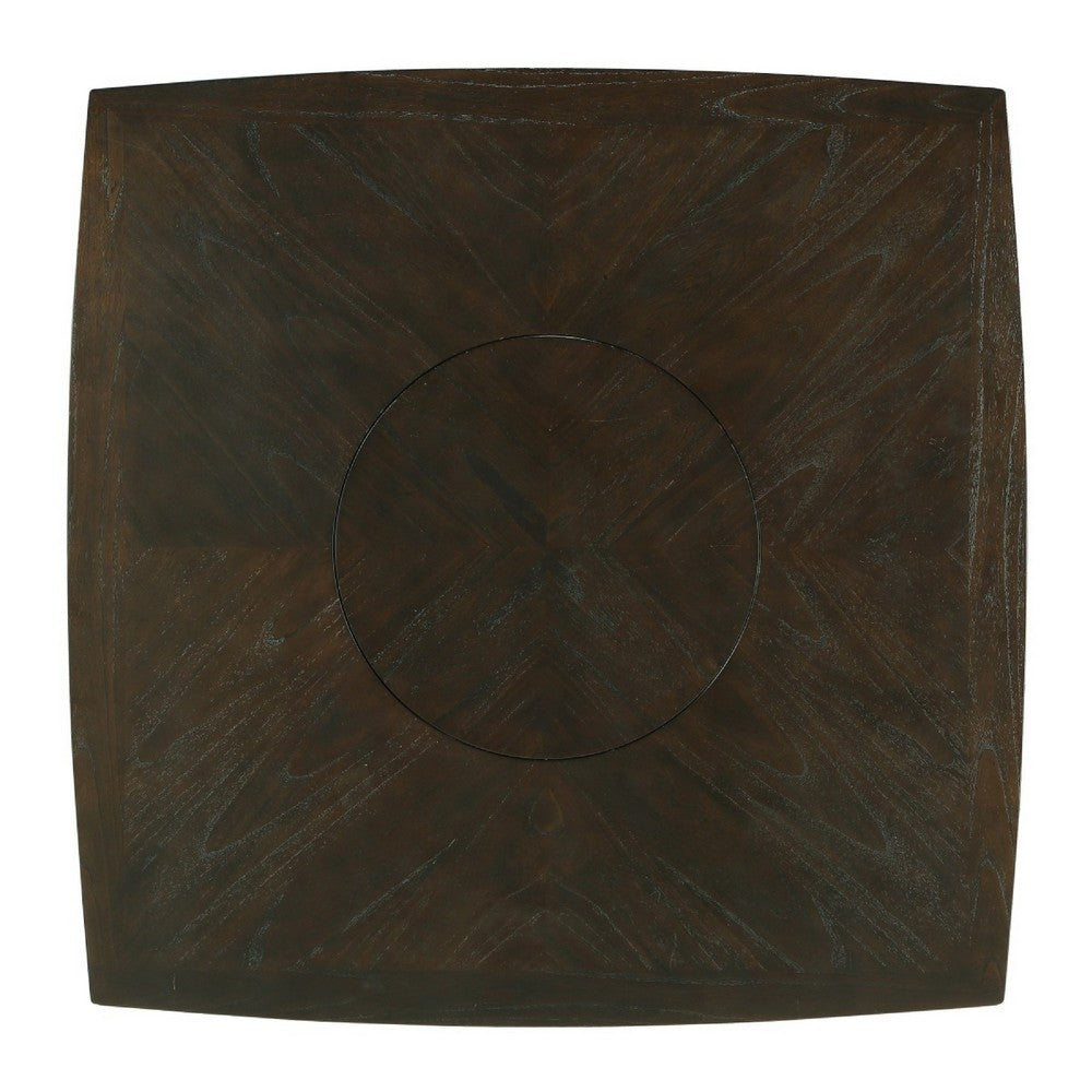 Wood Counter Height Table | 1 Bottom Shelf | Lazy Susan | Brown