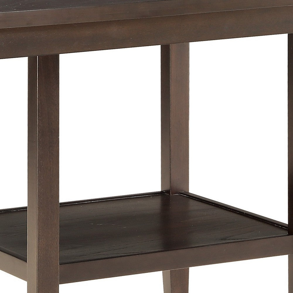 Wood Counter Height Table | 1 Bottom Shelf | Lazy Susan | Brown