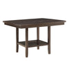 Wood Counter Height Table | 1 Bottom Shelf | Lazy Susan | Brown