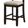 Fabric Upholstered Set of 2 Wooden Counter Height Chairs with X Design Backrest, Brown