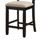 Fabric Upholstered Set of 2 Wooden Counter Height Chairs with X Design Backrest, Brown