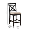 Fabric Upholstered Set of 2 Wooden Counter Height Chairs with X Design Backrest, Brown