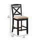 Fabric Upholstered Set of 2 Wooden Counter Height Chairs with X Design Backrest, Brown