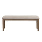 Rectangular Style Wooden Bench with Fabric Upholstered Seat,Brown and Beige By Casagear Home