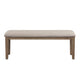 Rectangular Style Wooden Bench with Fabric Upholstered Seat,Brown and Beige By Casagear Home BM220934