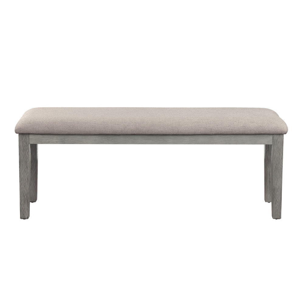 Rectangular Style Wooden Bench with Fabric Upholstered Seat, Gray By Casagear Home