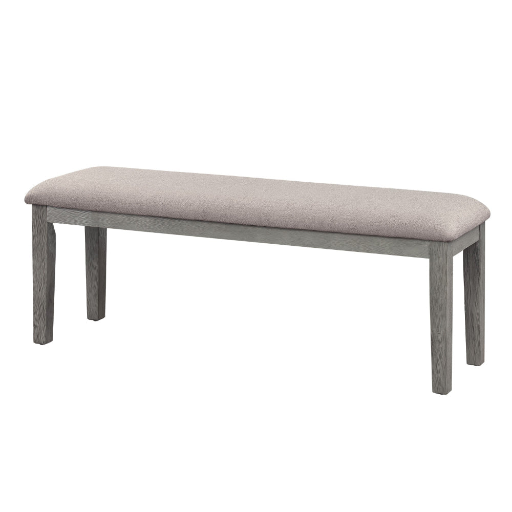 Rectangular Style Wooden Bench with Fabric Upholstered Seat, Gray By Casagear Home