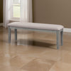 Rectangular Wood Bench | Fabric Upholstered Seat | Gray