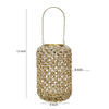 Cylindrical Rattan Lantern with Metal Frame and Handle,Large,Brown and Gold By Casagear Home BM221090