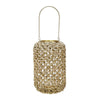 Cylindrical Rattan Lantern | Metal Frame | Handle | Large | Brown & Gold
