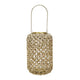 Cylindrical Rattan Lantern | Metal Frame | Handle | Large | Brown & Gold