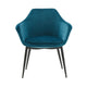 Velvet Upholstered Dining Chair with Padded Seat and Tapered Legs, Blue
