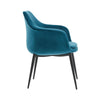 Velvet Upholstered Dining Chair with Padded Seat and Tapered Legs, Blue