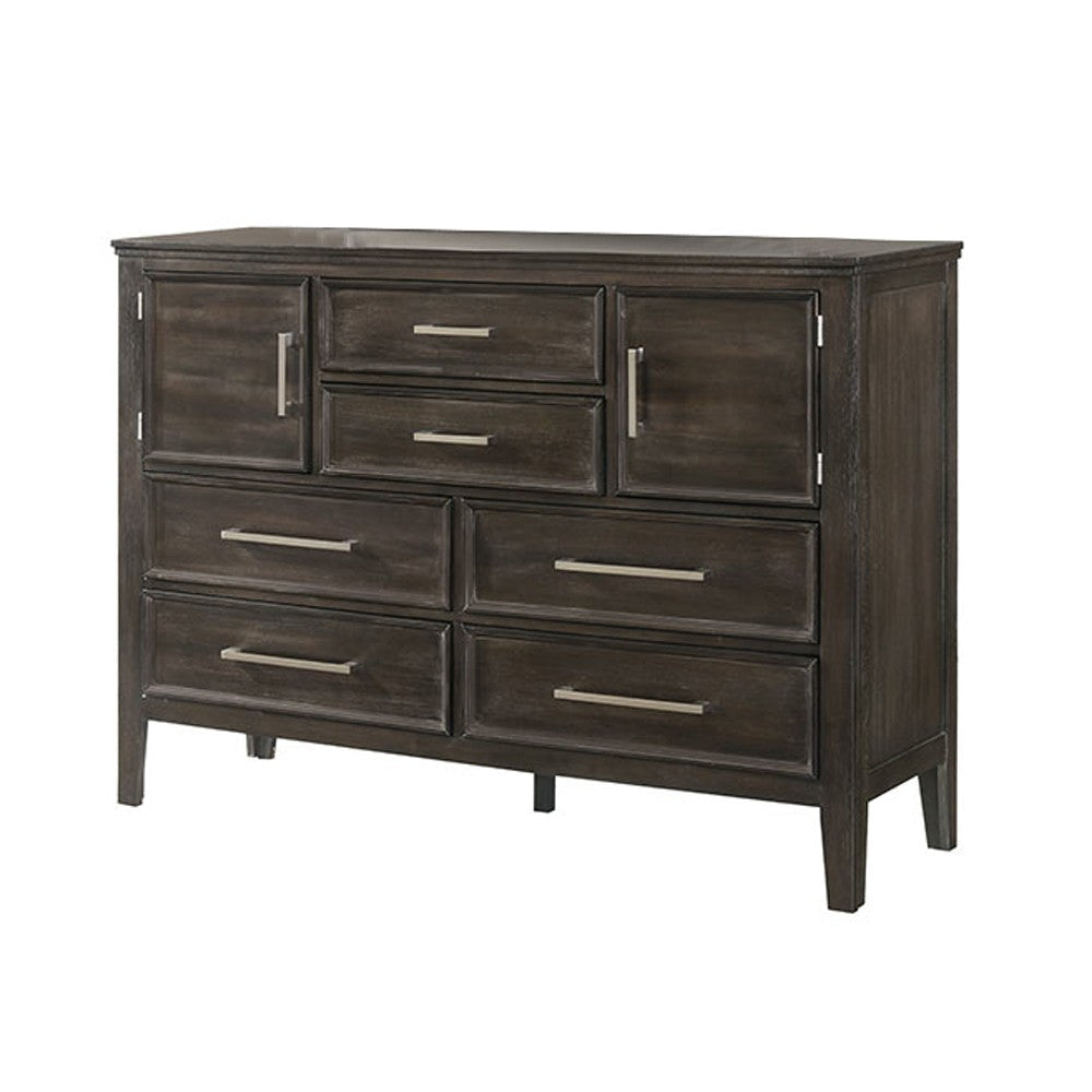 Wooden Dresser with 6 Spacious Drawers and 2 Cabinets Brown By Casagear Home BM221225