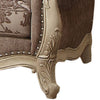 Scrolled Crown Top Fabric Loveseat with Cabriole Legs Gray and White BM221353