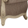 Scrolled Crown Top Fabric Chair with Cabriole Legs Gray and White
