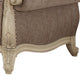 Scrolled Crown Top Fabric Chair with Cabriole Legs Gray and White