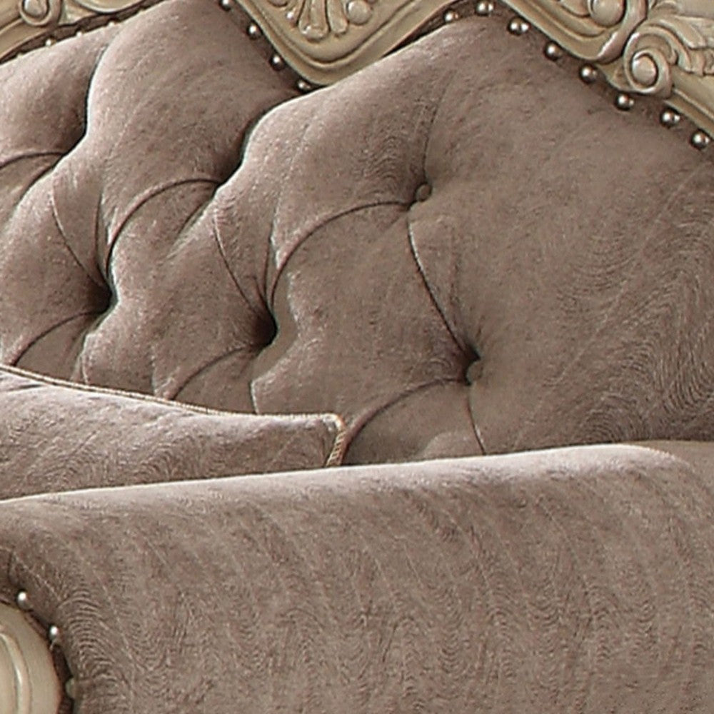 Scrolled Crown Top Fabric Chair with Cabriole Legs Gray and White
