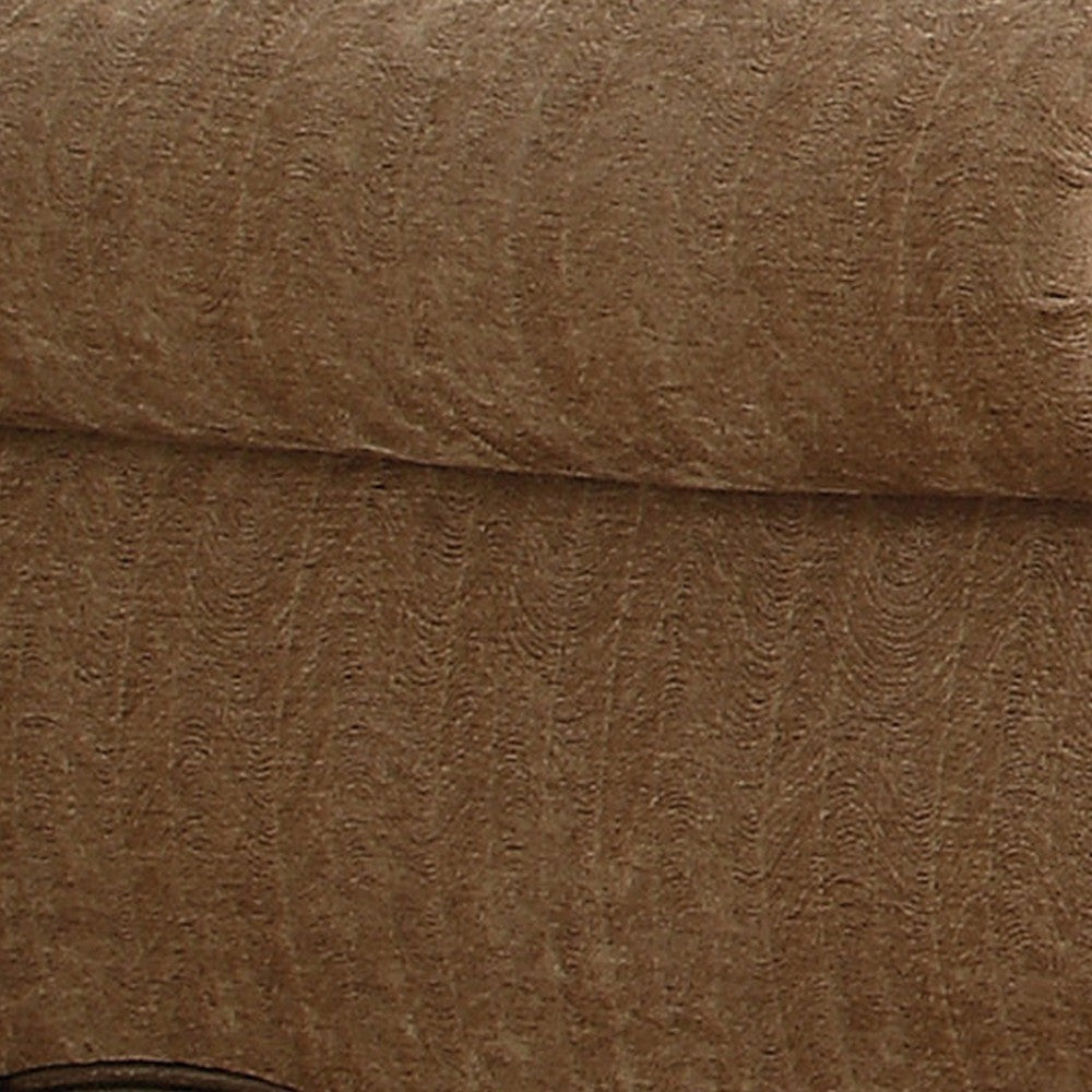 Scrolled Crown Top Fabric Chair with Cabriole Legs Beige and Brass