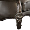 Scalloped Trim Button Tufted Leatherette Chair with Scrolled Legs Gray BM221360