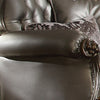 Scalloped Trim Button Tufted Leatherette Chair with Scrolled Legs Gray BM221360