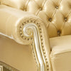 Traditional Button Tufted Leatherette Loveseat with Carved Details Gold BM221376