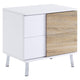 Transitional Wooden Dual Tone End Table with 2 Drawers, White and Brown